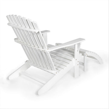 Saranac 2-Piece Traditional Rustic Acacia Wood Adirondack Chair with Detachable Ottoman - JONATHAN Y